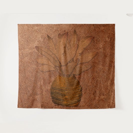 bananenbladeren, koperen tapijten wandkleed (Voorkant (horizontaal))