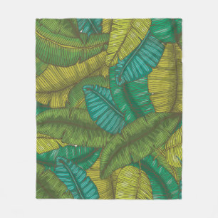 Bananenbladeren: met de hand getekend botanisch fleece deken