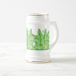 Bananenbladeren op een stein bierpul