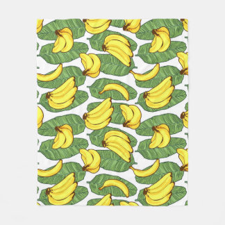 Bananenbladeren: tropisch fruitpatroon fleece deken