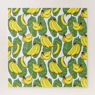 Bananenbladeren: tropisch fruitpatroon legpuzzel