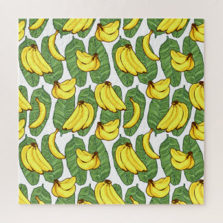 Bananenbladeren: tropisch fruitpatroon legpuzzel