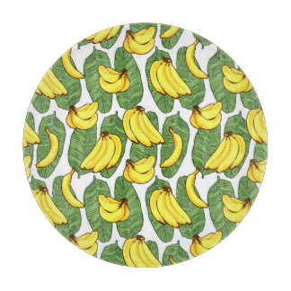 Bananenbladeren: tropisch fruitpatroon snijplank