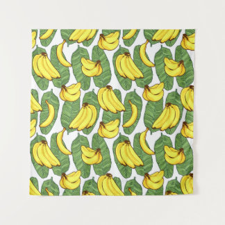 Bananenbladeren: tropisch fruitpatroon wandkleed