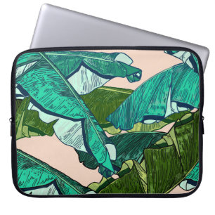 Bananenbladeren: tropisch naadloos patroon. laptop sleeve