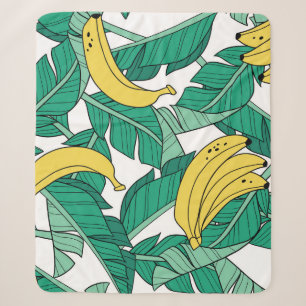Bananenbladeren: wit patroon. sherpa deken