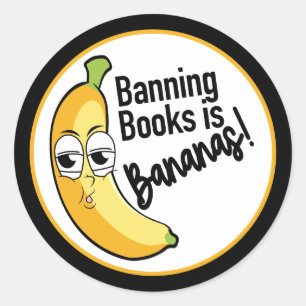 Bananenboeken verbieden ronde sticker