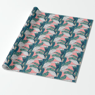 Bananenboom Botanisch: Helderrood Naadloos Cadeaupapier