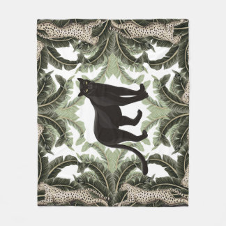 Bananenboom Cheetah Tropisch patroon Fleece Deken