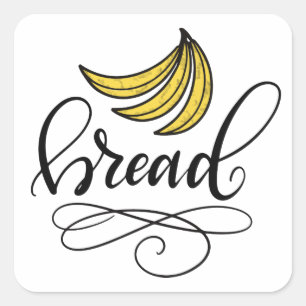 Bananenbrood, met de hand geschreven vierkante sticker