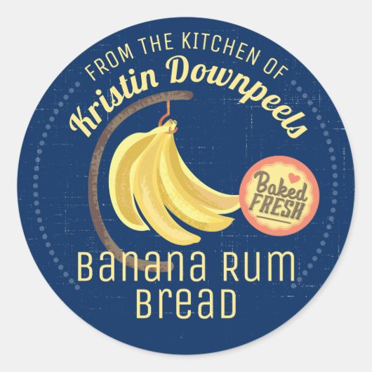 Bananenbrood thuis inblikken uit de keuken van ronde sticker (Voorkant)