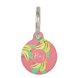 Bananengroenpatroon Roze Groen Huisdierpenning