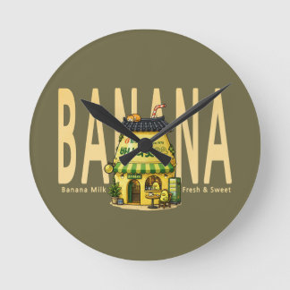 bananenmelk café wandklok ronde klok