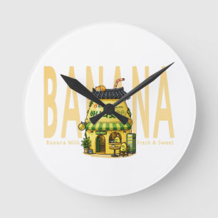 bananenmelk café wandklok ronde klok