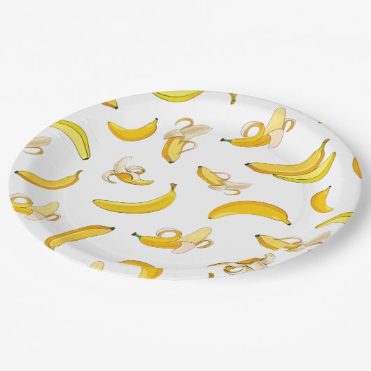 Bananenpatroon 4 papieren bordje (Gekanteld)