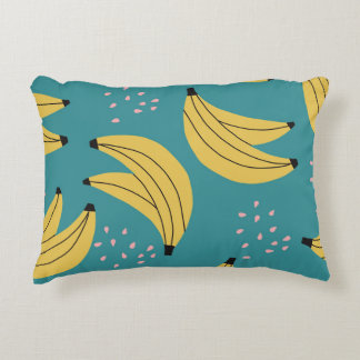  bananenpatroon, blauwe achtergrond. accent kussen