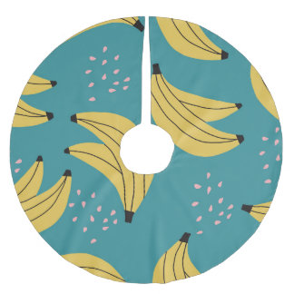  bananenpatroon, blauwe achtergrond. kerstboom rok
