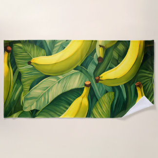 Bananenvruchten en bladeren Tropische stemming  Strandlaken