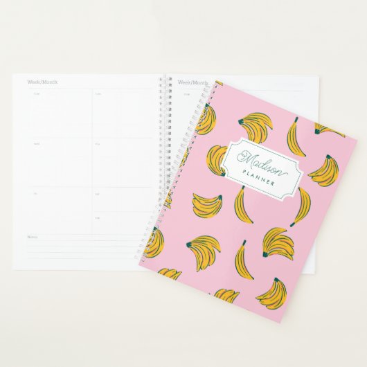 Bananes cool en rose avec monogramme (Devant avec enveloppe)