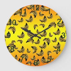 Bananes jaunes dorés, horloge murale