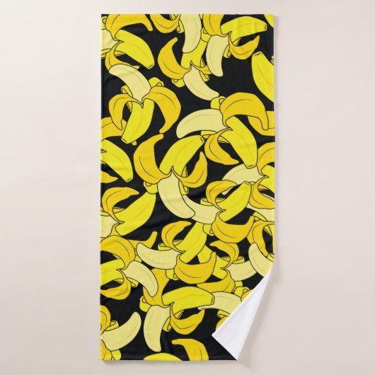 Bananes jaunes vintages : Arrière - plan noir (Serviette de bain)