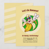 Bananes personnage Invitation à la fête d'annivers (Devant / Derrière)