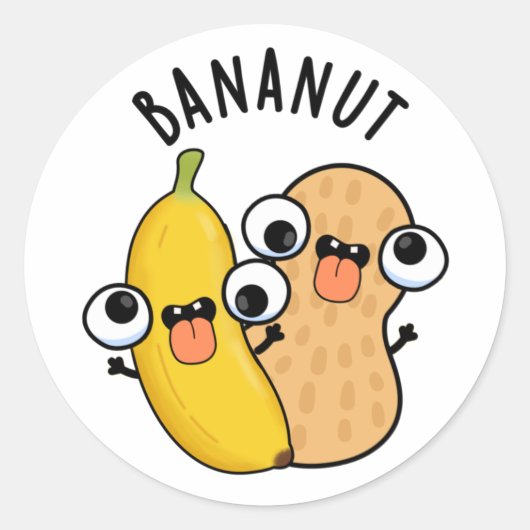 Bananut Funny Fruit Banana Pun Ronde Sticker (Voorkant)