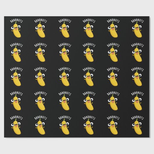 Bananuts Funny Crazy Banana Fruit Pun Dark BG Cadeaupapier (Vlak)