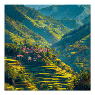 Banaue Filipijnen Geïsoleerd Dorpje Ouderwets  Perfect Poster