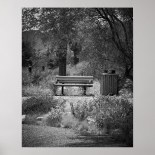 Banc du parc noir et blanc 16x20 Poster Imprimer
