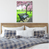 Banc et cerisier en fleurs vue toile (Insitu(Chambre))