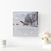 Banc Sur La Neige Couverte Hill Horloge Mur (Maison)