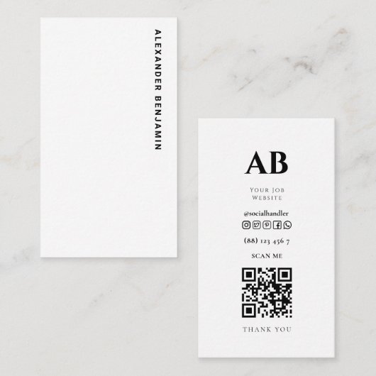 Bancaire commercial Photo QR Code Carte de visite (Devant / Derrière)