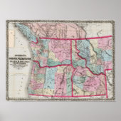 Bancroft's map of Oregon, Washington, Idaho Poster (Voorkant)
