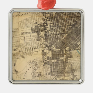 Bancroft's officiële Gids Kaart van San Francisco Metalen Ornament