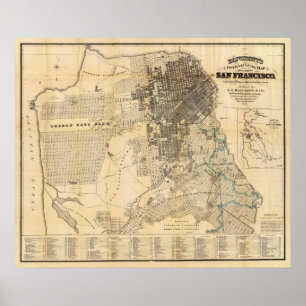 Bancroft's officiële Gids Kaart van San Francisco Poster