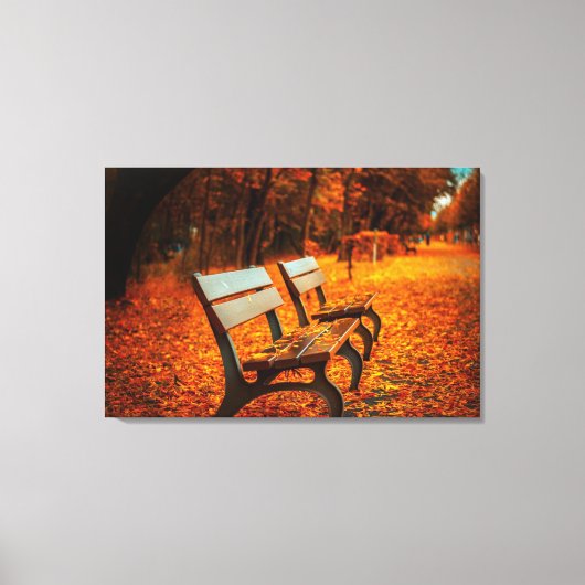 Bancs de jardin dans l'automne Toile imprimée (Recto)