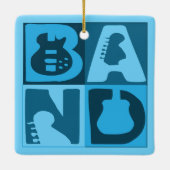 Band Blokken Blauw Keramisch Ornament (Achterkant)