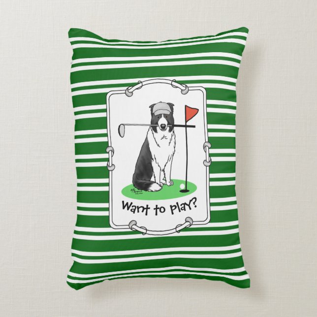 Band Collie Dog Golf (zwart-wit) Accent Kussen (Voorkant(Verticaal))