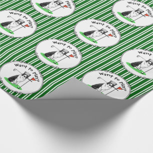 Band Collie Dog Golf (zwart-wit) Cadeaupapier