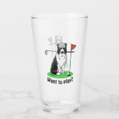 Band Collie Dog Golf (zwart-wit) Glas (Achterkant)