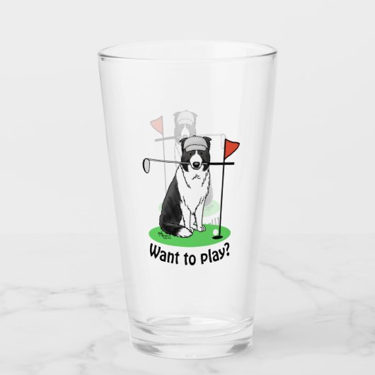 Band Collie Dog Golf (zwart-wit) Glas (Voorkant)