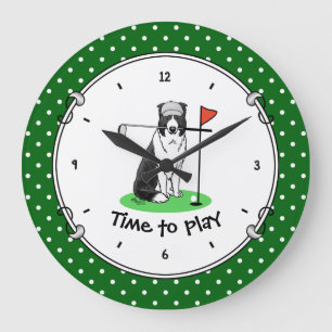 Band Collie Dog Golf (zwart-wit) Grote Klok