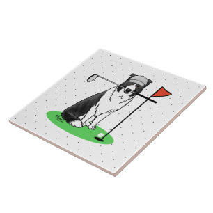 Band Collie Dog Golf (zwart-wit) Tegeltje