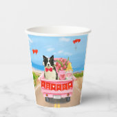 Band Collie Dog Valentijnsdag Truck Hearts Papieren Bekers (Voorkant)