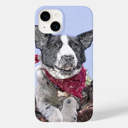 Band Collie Heeler Mix Rescue Dog Sketch Art Case-Mate iPhone Case (Achterkant)