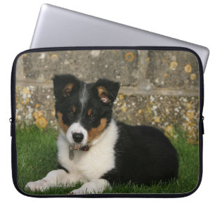 Band Collie Puppy met Leaf in Mouth Laptop Sleeve