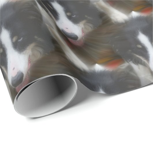 Band Collie Stare Dog Patroon Cadeaupapier (Rol Hoek)