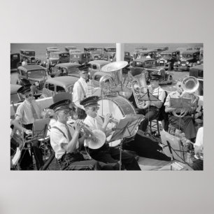 Band en klassieke auto's, jaren dertig poster