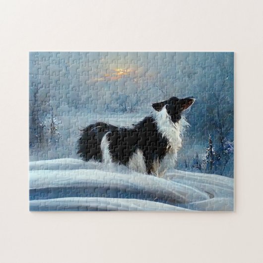 Band in wintersneeuwlandschap legpuzzel (Horizontaal)
